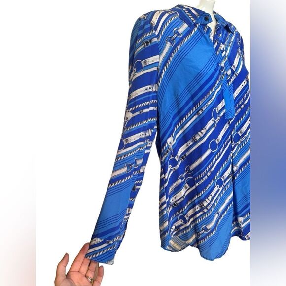 Tyler Boe 100% Silk Chain Print Tina Blouse - Picture 6 of 11